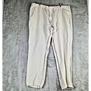 Cubavera Linen Blend Pants Mens XXL x32 Beige Drawstring Elastic Waist Vacation